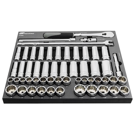 Ingersoll-Rand 54 Piece 1/2 Inch Drive SAE/Metric Master Socket and Accessory Set 752002